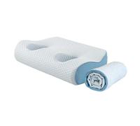 Ioensy Cuscino per Il Collo con Foro Laterale per Orecchio Supporto Ergonomico in Memory Foam Traspirante E Confortevole Adatto a Indossa Orecchini O Cuf, Blu Scuro