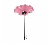 Ioensy Decorative Feeder Stake Bagnetto Ornamentale per Uccelli Formato Ciotola con Asta Decorativa Particolare Texture a Fiore Lavorata a Mano Adatta per Prato Balcone Aiuole, Array, Rosa