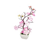 Ioensy Fiore Finto Bonsai Prugna Ornamentale Pianta Simulata Floreale Artificiale Da Tavolo con Stelo Realistico PP Seta Adatto per Decorazione Casa Giardino, Rosa