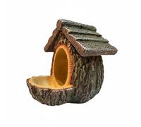 Ioensy Mangiatoia per Uccelli Casetta Rustica a Tronco Resina Capanno Nido Combinazione Decorativa E Funzionale con Protetto Adatta a Giardino Patio Balcone