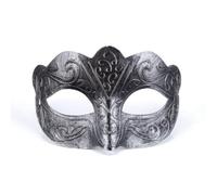 Ioensy Maschera Uomo Maschera Mascherina Copricapo Mezza Maschera Design Retro Romano E Testa di Lupo Effetto in Plastica, Argento, Maschera Veneziana Con Motivi Floreali Vintage
