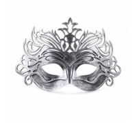 Ioensy Maschera Uomo Maschera Mascherina Copricapo Mezza Maschera Design Retro Romano E Testa di Lupo Effetto in Plastica, Argento, Maschera Corona