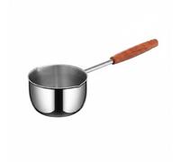 Ioensy Mestolo Olio da Cucina Pentolino Multiuso Manico Lungo Versamento Facile Acciaio Inox Resistente Legno Ergonomico Pratico da Usare Adatto per Preparazione Salse, Argento, Colore Acciaio