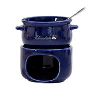 Ioensy Recipien in Ceramica per Sciogliere Cioccolato con Forchetta in Dotazione E Base Riscaldan con Apertura Frontale per Fonduta di Formaggio E Cioccolato per Uso Dom, Scuro