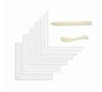 Ioensy Righello da Disegno in Acrilico Righello Squadretta Goniometro Cutter Pieghevole con Foro per Appendere per Precisi E, 10.8 Cm, Set Da 7 Pezzi Con Spessore 0.5 Mm E Taglierina Per Carta
