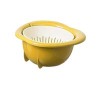 Ioensy Scolapasta Set Colino Doppio Strato Lavaggio Multifunzione in Pp per Cucina Adatto per Casa Ristorante Caffetteria Campeggio F, Giallo