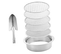 Ioensy Setaccio per Terriccio Crivello da Giardinaggio Vaglio per Compost Filtro Sabbia con Schermi Staccabili E Attrezzo da Scavo Adatto per Preparazione T, Pala d'Argento a 5 Maglie