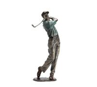 Ioensy Statuetta Golfista con Base Testurizzata, Stile Europeo, Scultura di Golfista A, Posa di Swing, Decorazione Artistica in Resina per Interni