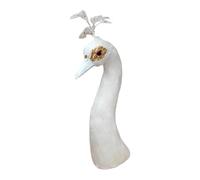 Ioensy Testa di Pavone Come Statua Decorativa da Giardino, Composizione Floreale, Modello Simulato per Anniversario, Bianco 35 Cm