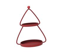 Ioensy Vassoio Da Portata a Due Livelli, Porta Cupcake Natalizio, Centrotavola, Piccolo Tavolino Laterale in Ferro per Il Bagno Dell'hotel, Rosso