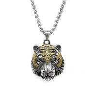 IOETSEUT Collana da Uomo, Gioielli alla Moda e Personalizzati Placcato in Argento Testa di Tigre Testa di Tigre Collana con Ciondolo Animale Punk Hip-Hop Gioielli alla Moda da Uomo