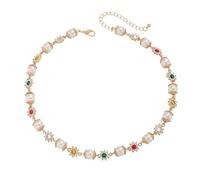 IOETSEUT Collana Elegante Imitazione Perle Catena Sorella Gioielli per Donne Strass Partito Regali Nuove Ragazze
