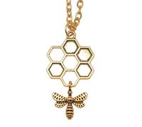 IOETSEUT Collana Personalizzata Collana d'Argento Moda 3 Colori 46x25mm Honey Bee Ciondolo Collana per Le Donne Uomini Punk Hiphop Lunga Catena Collana Gioielli Accessori Regalo