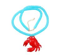 IOETSEUT Collane e Gioielli da Donna Fatto a Mano Hip Hop Bohemian Beach Perla Catena Lunga Oceano Vento Rosso Acrilico Animale Granchio Pendente Collana per Le Donne Prezzo Regalo