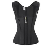 IOEUIWP 15 Fajas con disossamento in acciaio Gilet in lattice gancio cerniera Allenamento dopo il parto Allenatore in vita Controllo della pancia Intimo modellante da donna(Black,XXL)