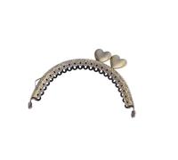 IOEUIWP 2PCS Vintage Frame Handle 8.5cm Testa di Cuore Borsa in Metallo for Pochette Portafoglio Bacio Chiusura Blocco Fai da Te Accessorio per Borsa a Mano(Brown)