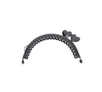 IOEUIWP 2PCS Vintage Frame Handle 8.5cm Testa di Cuore Borsa in Metallo for Pochette Portafoglio Bacio Chiusura Blocco Fai da Te Accessorio per Borsa a Mano(Black)