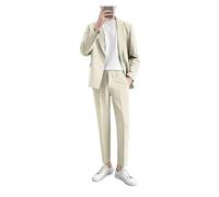 IOEUIWP Abiti e Blazer da Uomo Completi, Tendenze Primavera-Autunno, Costumi, Set di Abiti 2 Pezzi, Abbigliamento Casual Maschile Elegante per Matrimoni(Apricot 2 Piece Set,M)