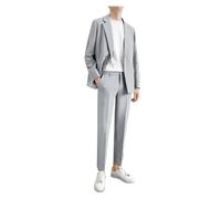 IOEUIWP Abiti e Blazer da Uomo Completi, Tendenze Primavera-Autunno, Costumi, Set di Abiti 2 Pezzi, Abbigliamento Casual Maschile Elegante per Matrimoni(Gray 2 Piece Set,4XL)