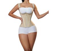 IOEUIWP Body Shaper Shapewear Donna Canotta Doppia Compressione Vita Trainer Corsetto Cerniera Regolabile(Beige,XL)