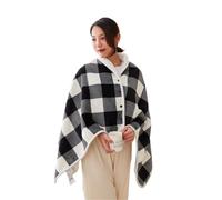 IOEUIWP Coperta in pile indossabile, calda, poncho con bottoni, senza maniche, for donna, mantello avvolgente for un design leggero a quadri per donna e uomo(Color10)