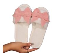 IOEUIWP Ladies' Slippers Have A Stylish Winter Vibe With Bow Ties Indoor Soft-Soled Are Comfortable And Warm Per interni ed esterni(Pink,40-41)