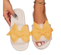 IOEUIWP Ladies' Slippers Have A Stylish Winter Vibe With Bow Ties Indoor Soft-Soled Are Comfortable And Warm Per interni ed esterni(Yellow,38-39)