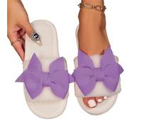 IOEUIWP Ladies' Slippers Have A Stylish Winter Vibe With Bow Ties Indoor Soft-Soled Are Comfortable And Warm Per interni ed esterni(PURPLE,36-37)
