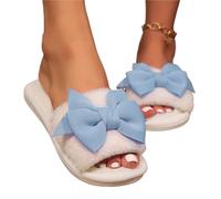 IOEUIWP Ladies' Slippers Have A Stylish Winter Vibe With Bow Ties Indoor Soft-Soled Are Comfortable And Warm Per interni ed esterni(Blue,38-39)