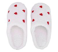 IOEUIWP Plush Heart Slippers Comfortable Slip-on House Shoes Breathable Flat Thermal Fluffy Love For Indoor Bedroom Per interni ed esterni(White,40-41)