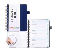 IOEUIWP Quaderno portatile Book Coil Password Keeper formato A6/B6 per Note Lavoro Ufficio(A6 Dark Blue)