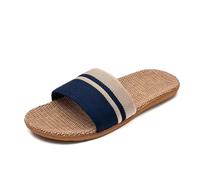 IOEUIWP Summer Linen Slippers Non-Slip Breathable Shoes Universal Open-Toe Home Sandals For All Seasons Per interni ed esterni(Blue,44-45)