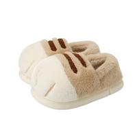 IOEUIWP Winter Couple Cat Paw Slippers, Plush Fleece Lined Thick Thermal Home Shoes, Non-Slip Unisex Anti-Cold House Slid Per interni ed esterni(Khaki,44-45)