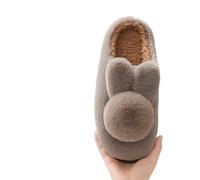 IOEUIWP Winter Plush Slippers For Women Non Slip Thick Sole Fluffy Indoor Outdoor Cozy Home Shoes Couple Cute Back Cover Per interni ed esterni(Dark Khaki,37-38)
