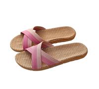 IOEUIWP Women Shoes Slippers Flat Open Toe Linen Lightweight Summer Sandals Ladies Flip-flop For Indoor House Slides Per interni ed esterni(Grass-Green,35-36)