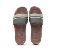 IOEUIWP Women's Breathable Linen Slippers Soft Sole Indoor For All Seasons Simple Versatile Home Wear Sandals Per interni ed esterni(Horizontal green,37-38)