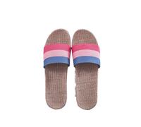 IOEUIWP Women's Breathable Linen Slippers Soft Sole Indoor For All Seasons Simple Versatile Home Wear Sandals Per interni ed esterni(Peach Pink Blue,37-38)