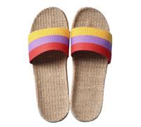 IOEUIWP Women's Breathable Linen Slippers Soft Sole Indoor For All Seasons Simple Versatile Home Wear Sandals Per interni ed esterni(Orange Purple Red,35-36)