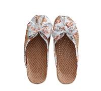 IOEUIWP Women's Breathable Linen Slippers Soft Sole Indoor For All Seasons Simple Versatile Home Wear Sandals Per interni ed esterni(Bow gray,39-40)