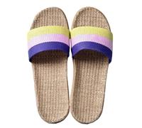 IOEUIWP Women's Breathable Linen Slippers Soft Sole Indoor For All Seasons Simple Versatile Home Wear Sandals Per interni ed esterni(Yellow pink purple,37-38)