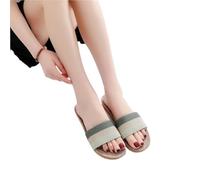 IOEUIWP Women's Breathable Linen Slippers Soft Sole Indoor For All Seasons Simple Versatile Home Wear Sandals Per interni ed esterni(Green,39-40)