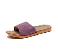 IOEUIWP Women's Breathable Linen Slippers Soft Sole Indoor For All Seasons Simple Versatile Home Wear Sandals Per interni ed esterni(Solid purple,35-36)