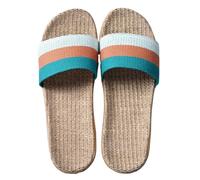 IOEUIWP Women's Breathable Linen Slippers Soft Sole Indoor For All Seasons Simple Versatile Home Wear Sandals Per interni ed esterni(Gray Orange Green,39-40)