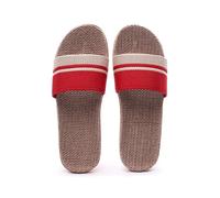 IOEUIWP Women's Breathable Linen Slippers Soft Sole Indoor For All Seasons Simple Versatile Home Wear Sandals Per interni ed esterni(Horizontal red,35-36)