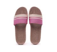 IOEUIWP Women's Breathable Linen Slippers Soft Sole Indoor For All Seasons Simple Versatile Home Wear Sandals Per interni ed esterni(Horizontal pink,39-40)