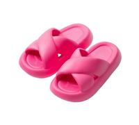 IOEUIWP Women's Home Slippers Cross Band Thick Bottom EVA Anti-slip Waterproof Comfortable Lightweight Shoes Per interni ed esterni(Rose Red,36-37)