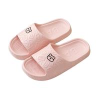 IOEUIWP Women's Slippers Indoor Soft Sole Cartoon Bear Print Slides Bathroom EVA Men Summer Outdoor Cool Shoes Couple Per interni ed esterni(Pink,39)
