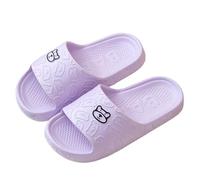 IOEUIWP Women's Slippers Indoor Soft Sole Cartoon Bear Print Slides Bathroom EVA Men Summer Outdoor Cool Shoes Couple Per interni ed esterni(Purple,39)