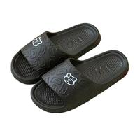 IOEUIWP Women's Slippers Indoor Soft Sole Cartoon Bear Print Slides Bathroom EVA Men Summer Outdoor Cool Shoes Couple Per interni ed esterni(Black,41)