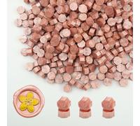 Ioggser, 500 perline ottagonali di ceralacca per realizzare sigilli, per sigilli di cera, per inviti di nozze e feste (oro rosa)